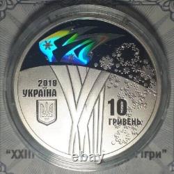 OLYMPICS in PyeongChang 10 UAH Ukraine 2018 Silver 1 Oz Coin, Sport South Korea