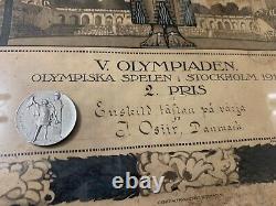 Olympic Games Stockholm 1912 Summer Olympics Silver Winner's Medal and Diploma