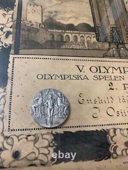Olympic Games Stockholm 1912 Summer Olympics Silver Winner's Medal and Diploma