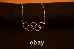 Olympic Necklace 14K Yellow Gold Plated Silver Olympic Sports Pendant