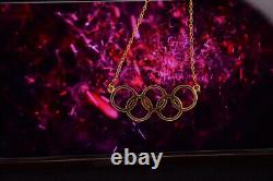 Olympic Necklace 14K Yellow Gold Plated Silver Olympic Sports Pendant