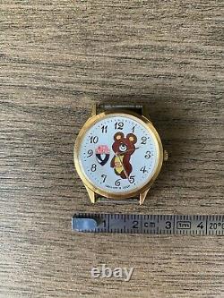 RARE Watch Olympic Bear GOLD PLATED (AU10) Chaika Olympic Games 1980 USSR