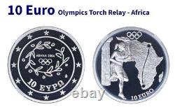 Rare Greece Grece 10 Euro AFRICA? OLYMPIC GAMES 2004 Torch? SILVER Grece