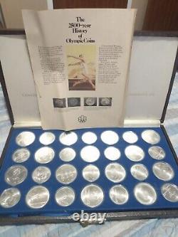 STERLING SILVER OLYMPIC GAMES COIN SET- 28 Pieces Original Box BEAUTIFUL