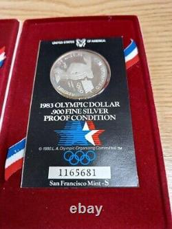 USA 1984 1dollar La Olympic Proof Silver Coin X 5ea