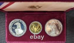 Us Mint Olympic 1983-84 3 Coin Set $10 Gold & 2 Silver Dollars Proof