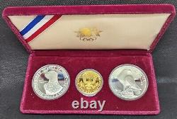 Us Mint Olympic 1983-84 3 Coin Set $10 Gold & 2 Silver Dollars Proof