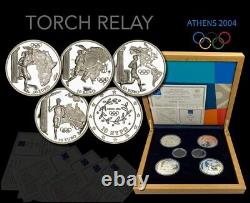 Very Rare Greece Grece? OLYMPIC GAMES 2004 Torch? Set 4 SILVER 34gr 40mm