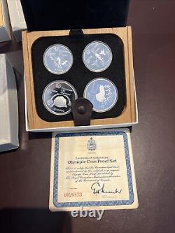 Vintage Coin Set Lot 1976 Montreal Olympic Games Silver Proof 1-7 Complete Cases